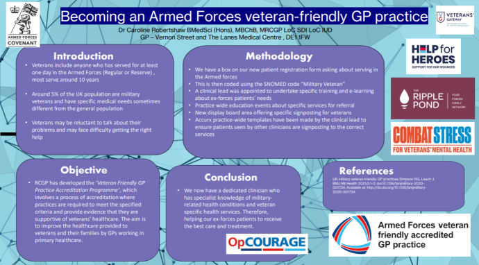 Become an Armed Forces Veteran Friendly GP Practice - C Robertshaw